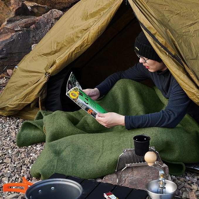 REDCAMP 86"x 63" Wool Blanket for Camping, Hiking - Image 3