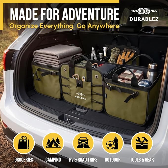 4-Section Extra Large Trunk Organizer – Heavy Duty 1680D, Collapsible & - Image 3