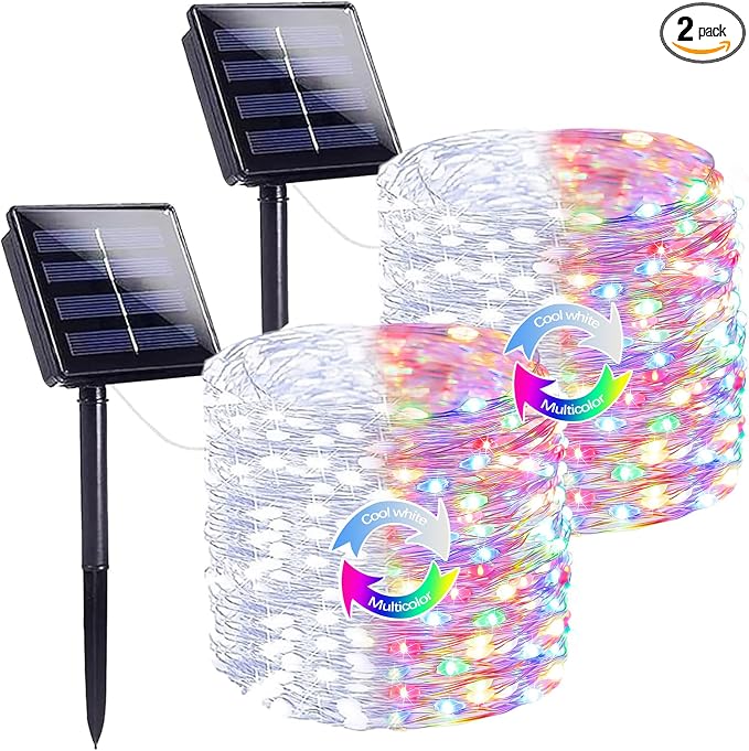 Cool White and Multicolor Color Changing Solar String Lights by SANJICHA