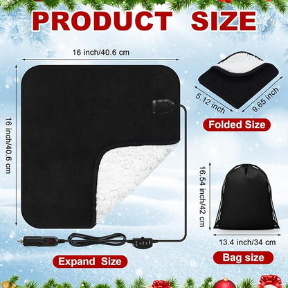 Tuanse 16 x 16 Inches Car Electric Blanket 12 Volt Heated Car Blanket - Image 2