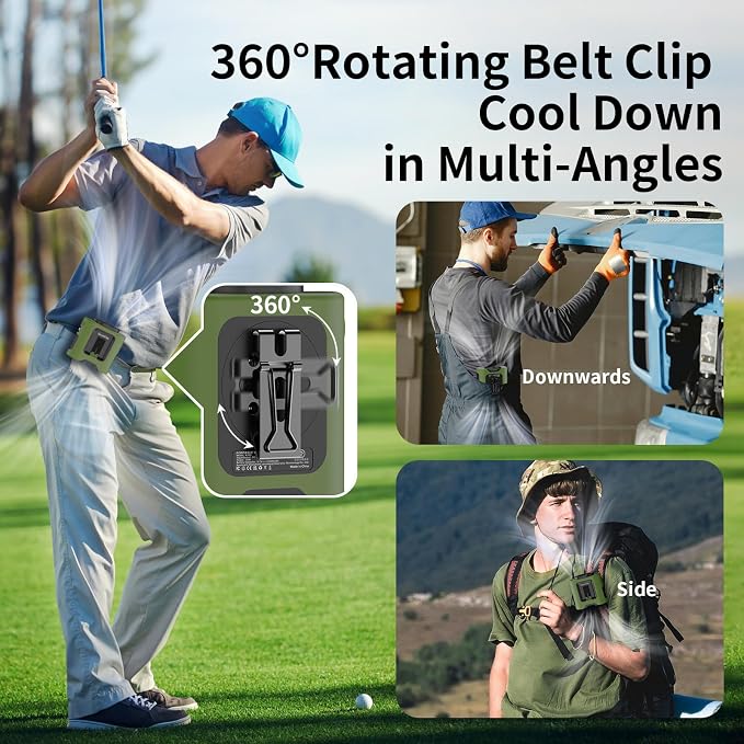 Socool 14500mAh Portable Waist Fan Clip on Belt 360 Rotation Wearable - Image 5