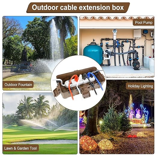 Medium Outdoor Electrical Box, IP54 Waterproof Extension Cord Cover w/ 6 Cable - Image 7