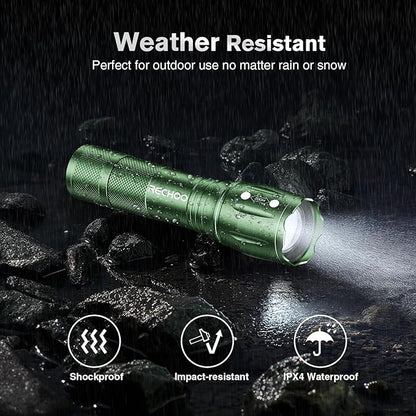 RECHOO LED Flashlight 2 Pack Green, Tactical Flashlights High Lumens - Image 4