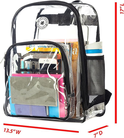 K-Cliffs Large Transparent Backpack Clear Heavy Duty School Bag Durable Student - Image 9