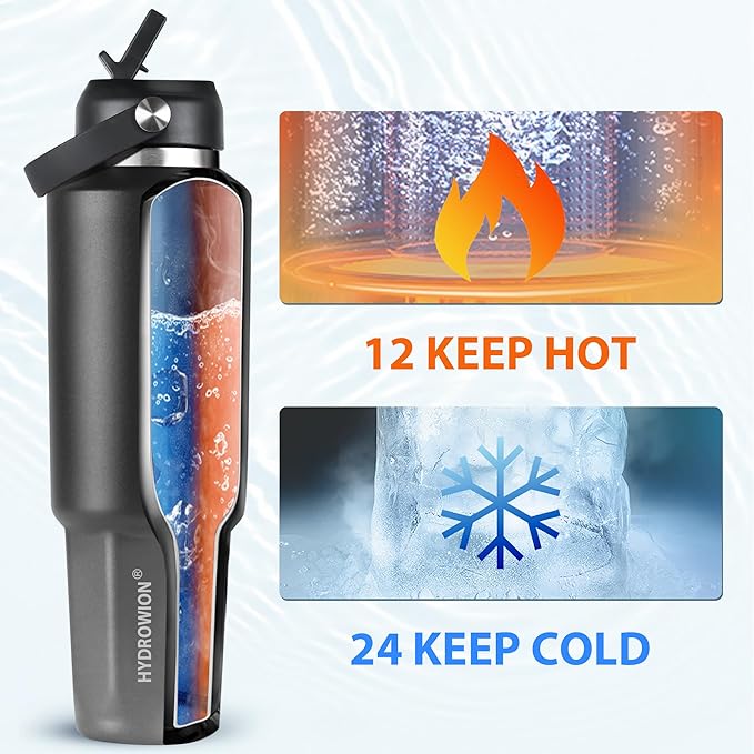 HYDROWION 32 oz Insulated Water Bottle, Car Water Bottle Holder - Image 3
