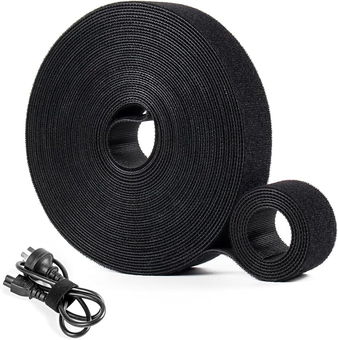 OneLeaf Hook and Loop Roll Reusable Fastening Cable Ties, 33ft x 1inch Black by OneLeaf