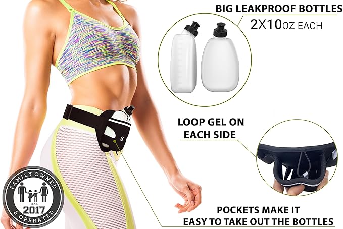 Hydration Running Belt with 2x10oz Bottles - Image 4