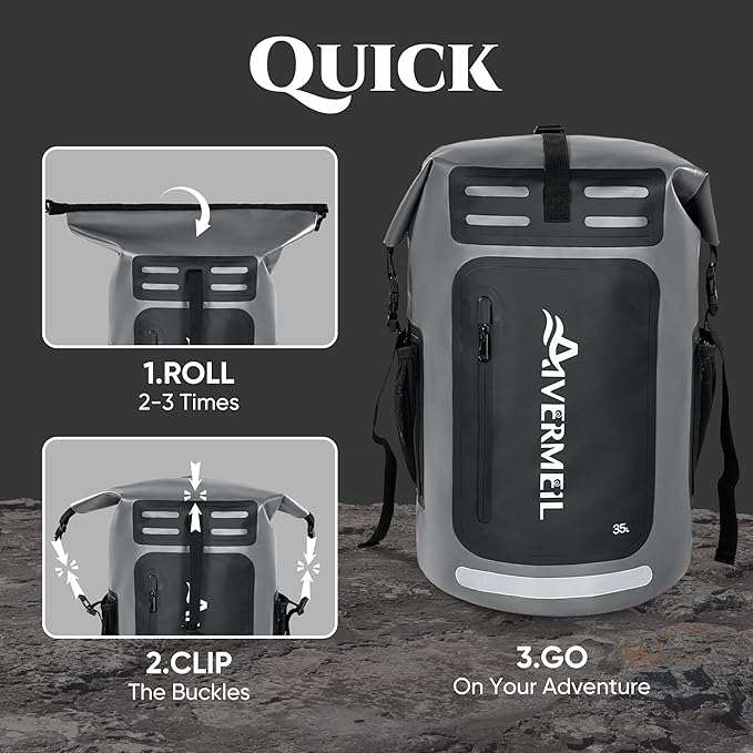 Waterproof Dry Bag with Waterproof Phone Case and small waterproof Bag Grey - Image 5