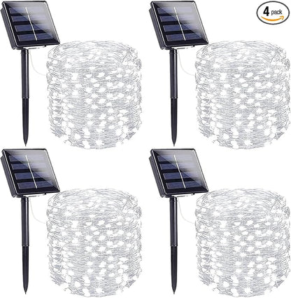 Extra-Long Solar String Lights for Outside, 4 Pack 400LED Solar Fairy Lights by SANJICHA