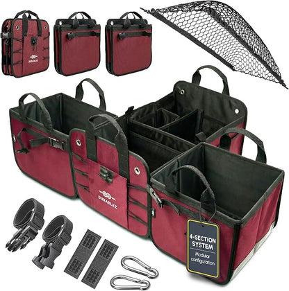 4-Section Trunk Organizer for SUV, Sedan – Modular Extra Large Cargo Bin by DURABLEZ