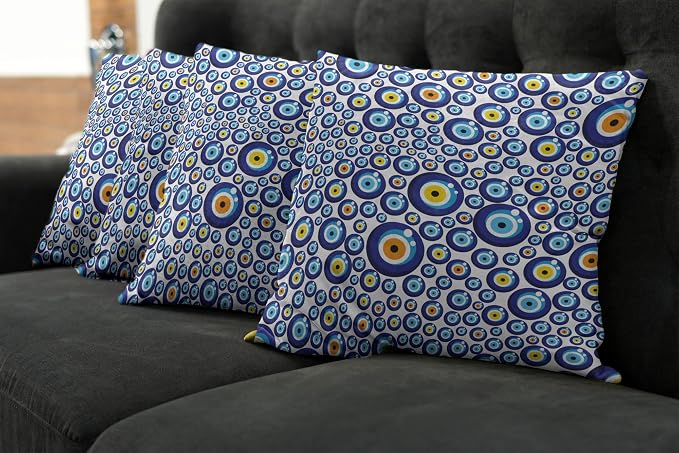 Ambesonne Evil Eye Throw Pillow Cushion Case Pack of 4, Traditional Turkish - Image 7