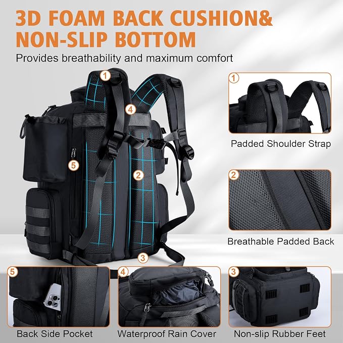 Goture Fishing Backpack, 58L 900D Water-Resistant Insulated Tackle Backpack - Image 6