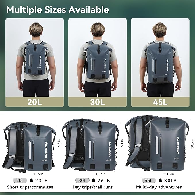 MARCHWAY Roll Top Waterproof Backpack, Floating Dry Bag 20L/30L/45L - Image 5