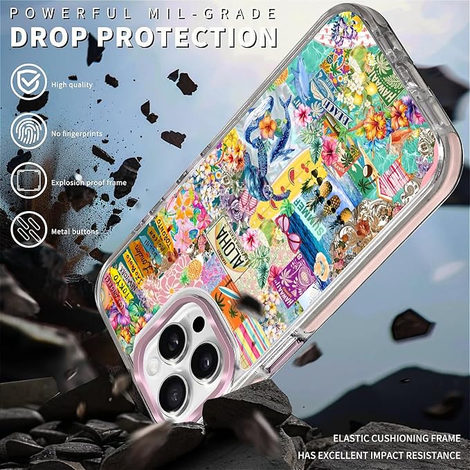 Case for iPhone 13 Pro, Hawaii Aloha Cover Coastal Beach Collage Phone Case - Image 5