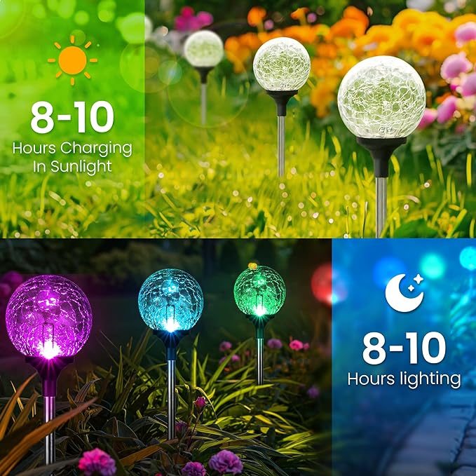GIGALUMI Solar Garden Lights 3 Pack, Solar Lights Outdoor Decorative Waterproof - Image 5