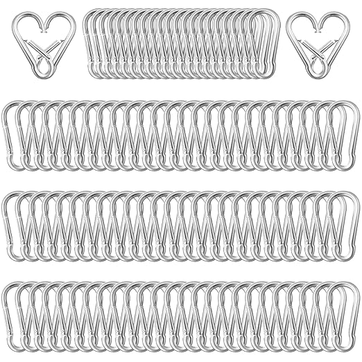100 Pack 1.57" Heavy Duty Carabiner Clips, M4 Sliver Galvanized Steel Spring by SEUNGCH