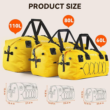 HEETA Waterproof Duffel Bag Motorcycle Dry Bag Backpack, 60L/80L Extra Large - Image 5