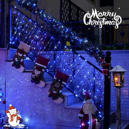 JMEXSUSS 2 Pack Blue and White Solar Christmas Lights, Each 33FT 100 LED Solar - Image 6