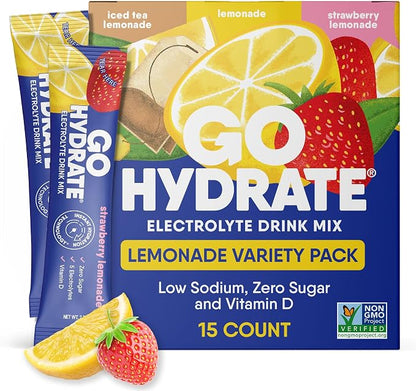 GoHydrate Low Sodium Electrolytes Powder Packets Sugar Free by GoHydrate
