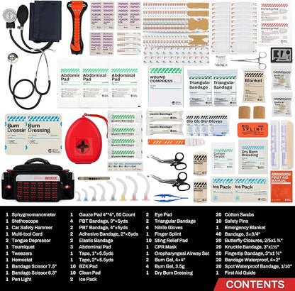 RHINO RESCUE First Responder First Aid Kit Fully-Stocked EMT Bag, Professional - Image 2
