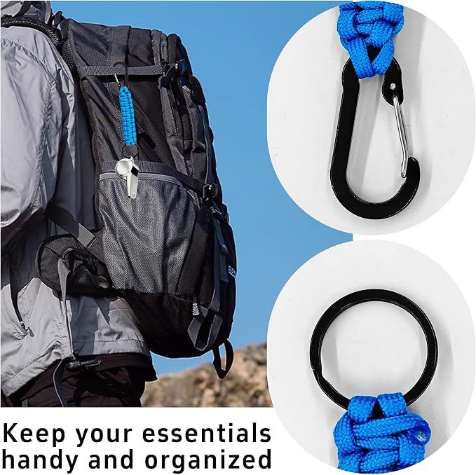 3PCS Paracord Keychain with Carabiner Clip, Braided Rope Key Chain Lanyard - Image 3