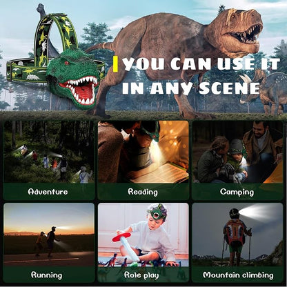 Dysaim Kids Headlamp, Rechargeable T-Rex Dinosaur Headlamp - Image 7
