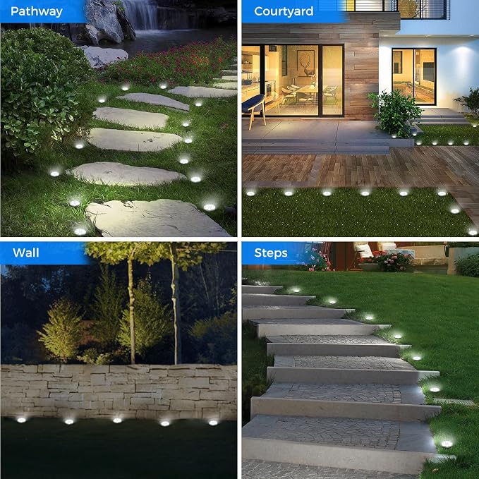 Peasur Mini Solar Ground Lights, 4 Pack Flat Solar Disc Lights Outdoor - Image 5