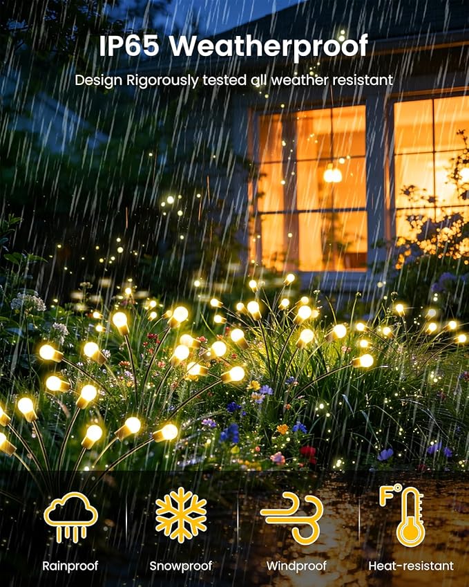 OZS 6 Pack Total 48 LED Solar Garden Lights Fairy Outdoor - Image 6
