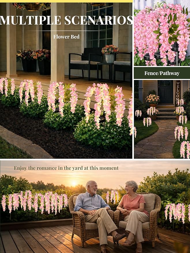 GIGALUMI Solar Lights Outdoor for Garden Decor, 3 Pack Solar Flower Lights - Image 6