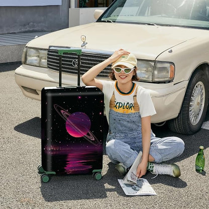 ANNA QUEEN Cosmic Purple Saturn Luggage Cover-Stretchable, Water Resistant & - Image 4