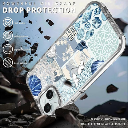 Case for iPhone 13/14, Sea Life Ocean Waves Seashell Collage Phone Case - Image 5
