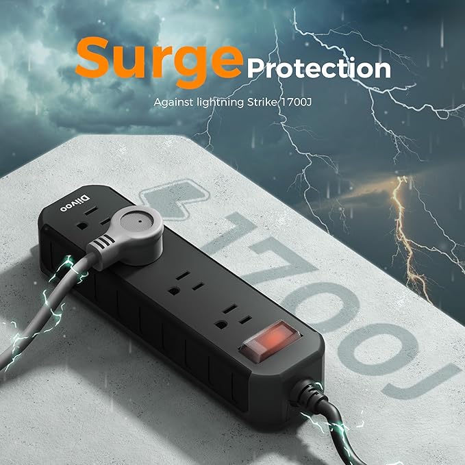 Outdoor Power Strip Weatherproof, 50 FT Extension Cord, Diivoo Waterproof Surge - Image 4