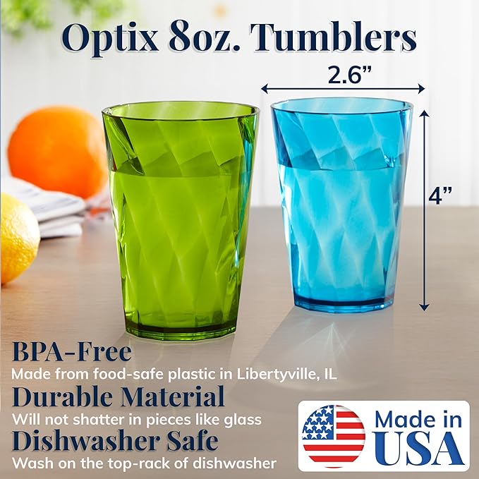 US Acrylic Optix Mini Plastic Reusable Drinking Glasses 8oz Juice Cups in Jewel - Image 2
