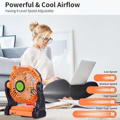 Portable Fan Rechargeable Battery Powered Fan, 270°Pivot Cordless Battery - Image 4