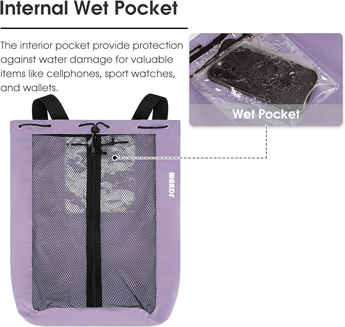 WANDF Swim Bag Mesh Drawstring Backpack Beach Backpack - Image 3