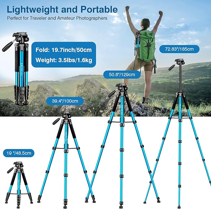 Victiv 72 inch Camera Tripod, Tall Tripod - Image 3