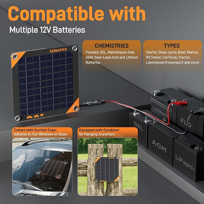 SUNAPEX 12V 10 Watt Solar Trickle Charger Maintainer - Image 7