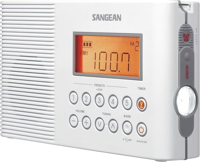 Sangean H201 Shower Radio AM/FM Waterproof, Weather Alert Radio by SANGEAN