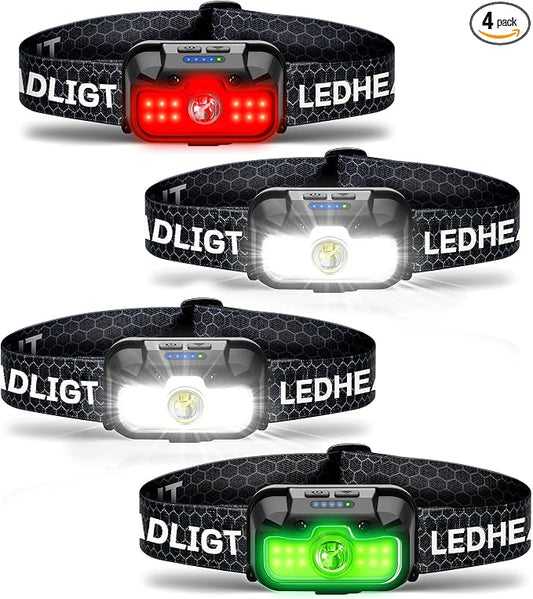 HOKOILN 4-Pack LED Headlamp Rechargeable by HOKOILN