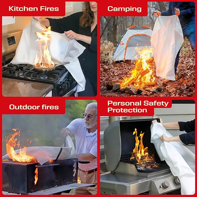 Emergency Fire Blanket 4 Pack 40"x40", Essential Fire Safety Blanket - Image 3