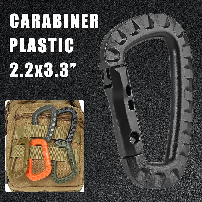 Tactical Gear Carabiner Keychain Clip Plastic D-Rings Large Key Chain Heavy - Image 4