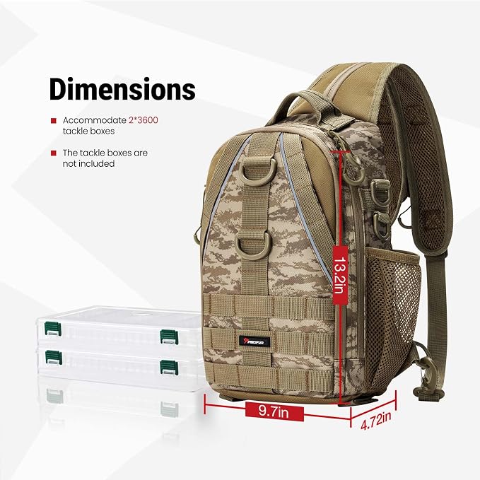 Piscifun Fishing Backpack with Rod Holder, Lightweight Sling Bag Storge Gear - Image 5