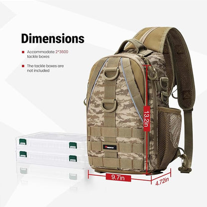 Piscifun Fishing Backpack with Rod Holder, Lightweight Sling Bag Storge Gear - Image 5