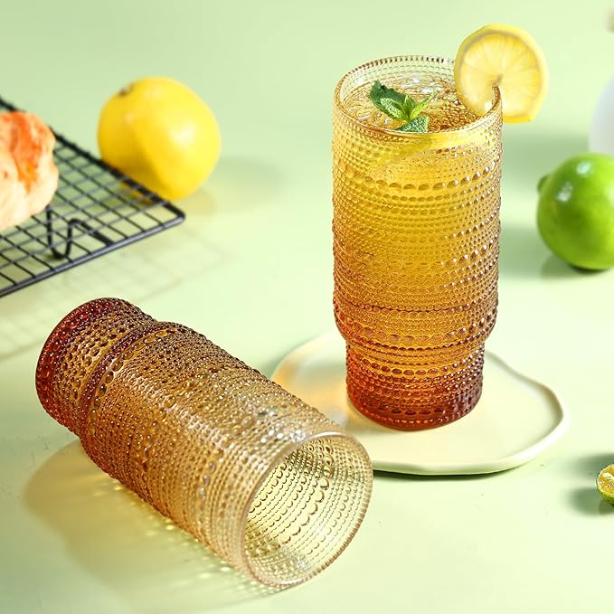 Large Capacity 16 oz Hobnail Drinking Glasses Set of 6, Vintage Glassware - Image 5