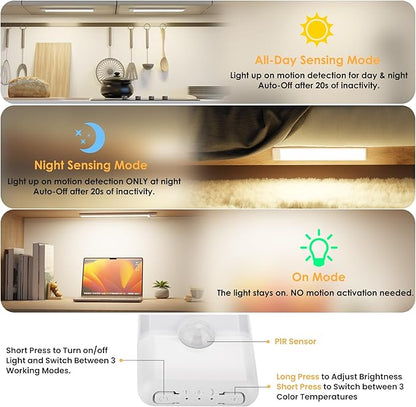 5-Pack Motion Sensor Under Cabinet Light, 3 Color Temperature Dimmable - Image 3