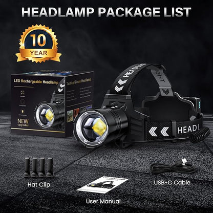 FINICO Rechargeable LED Headlamp 99000 High Lumens, 95 Hours Long Lasting Head - Image 8