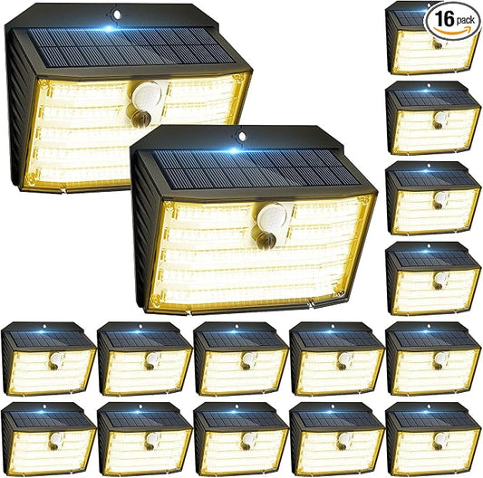 Solar Motion Lights Outdoor, Ultra Bright Solar Fence Lights by Claoner