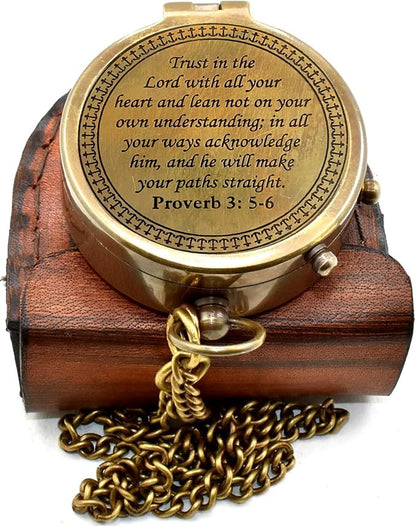 Handmade Vintage Brass Engraved Compass by Unknown