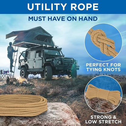 TECEUM Cotton Rope 3/16” – 100 FT – Strong All-Purpose Braided Rope – Natural - Image 6