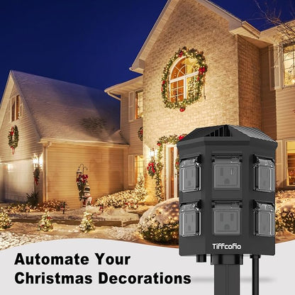 TiFFCOFiO Outdoor Power Stake Timer, 100FT Remote Control, Dusk to Dawn - Image 8
